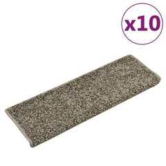 vidaXL Laiptų kilimėliai, 10vnt., pilkos spalvos, 65x25cm цена и информация | Ковры | pigu.lt