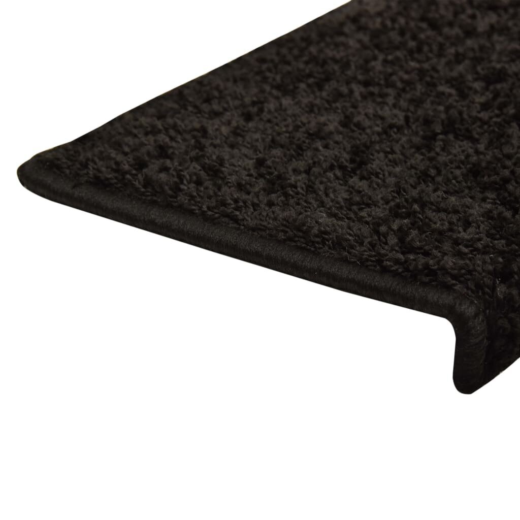 vidaXL Laiptų kilimėliai, 10vnt., juodos spalvos, 65x25cm kaina ir informacija | Kilimai | pigu.lt