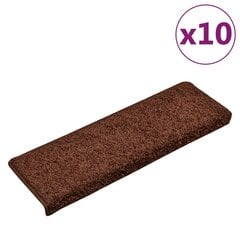 vidaXL Laiptų kilimėliai, 10vnt., rudos spalvos, 65x25cm цена и информация | Ковры | pigu.lt