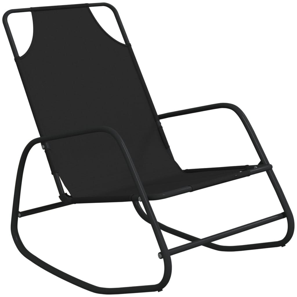 vidaXL Supami saulės gultai, 2vnt., juodi, plienas ir tekstilenas kaina ir informacija | Lauko kėdės, foteliai, pufai | pigu.lt