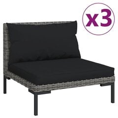 Sodo sofos su pagalvėlėmis, 3vnt., pusapvalis poliratanas kaina ir informacija | Lauko kėdės, foteliai, pufai | pigu.lt