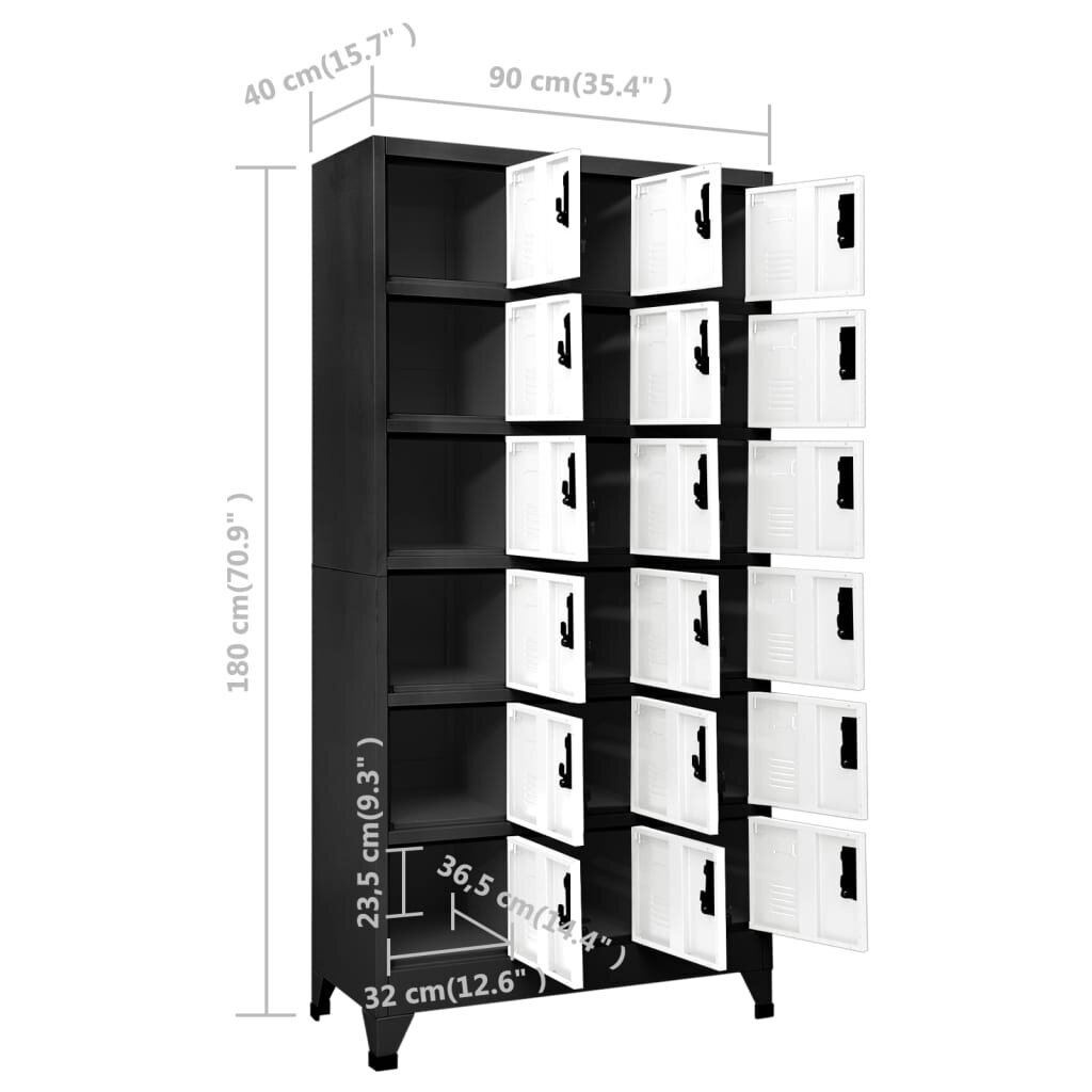 vidaXL Persirengimo spintelė, antracito/balta, 90x40x180cm, plienas kaina ir informacija | Svetainės spintelės | pigu.lt