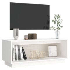 vidaXL Televizoriaus spintelė, balta, 90x35x35cm, pušies masyvas kaina ir informacija | TV staliukai | pigu.lt