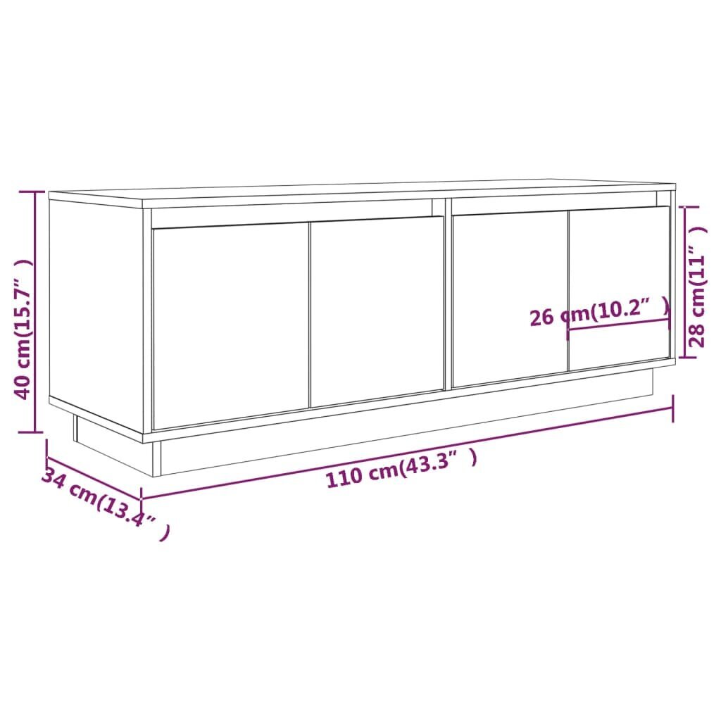 vidaXL Televizoriaus spintelė, 110x34x40cm, pušies medienos masyvas kaina ir informacija | TV staliukai | pigu.lt