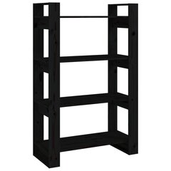 vidaXL Spintelė knygoms/kambario pertvara, juoda, 80x35x125cm, pušis цена и информация | Полки | pigu.lt
