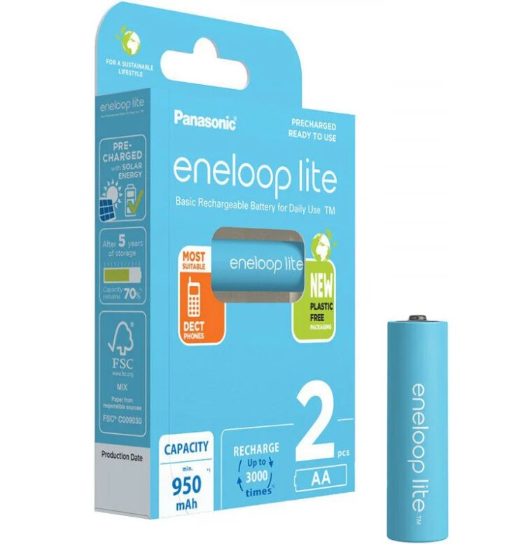 Įkraunami elementai Panasonic ENELOOP BK-3LCCE/2BE (2 vnt.) kaina ir informacija | Elementai | pigu.lt