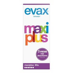 Paprasti maxi įklotai Evax, 30 vnt. цена и информация | Тампоны, гигиенические прокладки для критических дней, ежедневные прокладки | pigu.lt