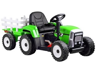 Didelis elektrinis traktorius su priekaba, žalias kaina ir informacija | Elektromobiliai vaikams | pigu.lt