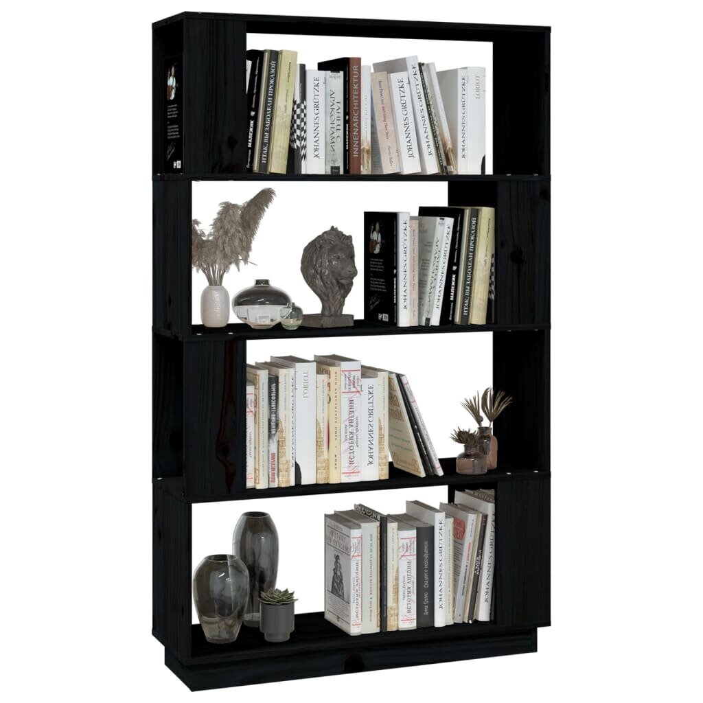 vidaXL Spintelė knygoms/kambario pertvara, juoda, 80x25x132cm, pušis kaina ir informacija | Lentynos | pigu.lt
