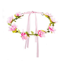 Gėlių vainikėlis, rožinis kaina ir informacija | Karnavaliniai kostiumai | pigu.lt