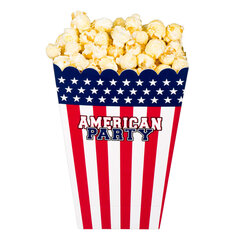 Коробки для попкорна "American party" (4 шт) цена и информация | Праздничная одноразовая посуда | pigu.lt