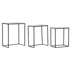 3 mažų staliukų rinkinys DKD Home Decor Sidabras Juoda Metalinis Aliuminis Šiuolaikiškas (50,5 x 28,5 x 59 cm) (1) (3 pcs) (3 vn kaina ir informacija | Kavos staliukai | pigu.lt