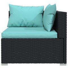 Садовый комплект с подушками из 9 частей, чёрный / синий цена и информация | Комплекты уличной мебели | pigu.lt
