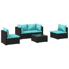 Садовый набор мебели с подушками, 6 частей, чёрный / синий  цена и информация | Комплекты уличной мебели | pigu.lt