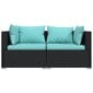 Dvivietė vidaXL sofa su pagalvėlėmis, juodos spalvos kaina ir informacija | Lauko kėdės, foteliai, pufai | pigu.lt