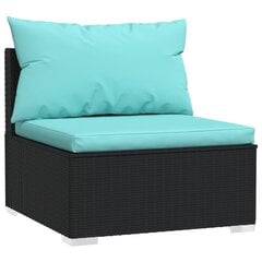 vidaXL Keturvietė sofa su pagalvėlėmis, juoda, poliratanas kaina ir informacija | Lauko kėdės, foteliai, pufai | pigu.lt