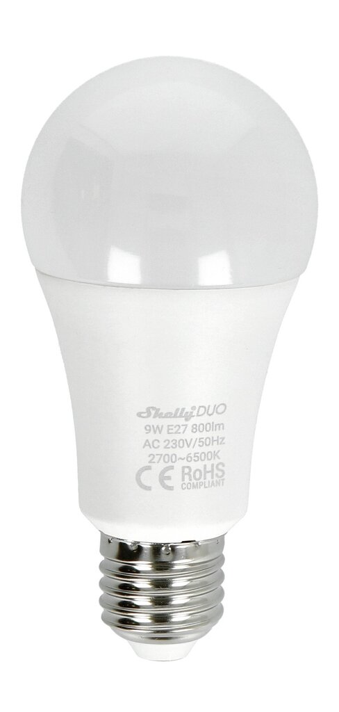 Shelly Duo - išmanioji lemputė WiFi - E27, 9W, 800lm kaina ir informacija | Elektros lemputės | pigu.lt