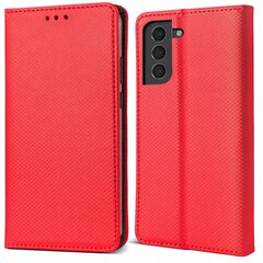 Перекидной чехол Moozy для Samsung Galaxy S21 FE 5G - Красный магнитный откидной футляр с держателем для карт и подставкой цена и информация | Чехлы для телефонов | pigu.lt