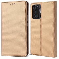 Перекидной чехол Moozy для Xiaomi 11T, Xiaomi 11T Pro - Золотой магнитный откидной футляр с держателем для карт и подставкой цена и информация | Чехлы для телефонов | pigu.lt