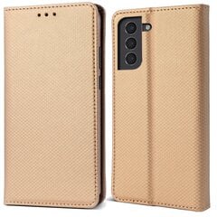 Moozy Atverčiamas Dėklas skirtas Samsung Galaxy S22 5G, Auksinis - Magnetinis Atverčiamas Dėklas su Kortelių Laikikliu ir Stovu kaina ir informacija | Telefono dėklai | pigu.lt