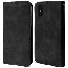 Moozy Marmurinis juodas atverčiamasis dėklas iPhone X, iPhone XS - Flip Cover, magnetinis Flip Folio Retro piniginės dėklas su kortelių laikikliu ir stovu kaina ir informacija | Telefono dėklai | pigu.lt