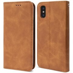 Moozy Marmurinis rudas atverčiamasis dėklas iPhone X, iPhone XS - Flip Cover, magnetinis Flip Folio Retro piniginės dėklas su kortelių laikikliu ir stovu kaina ir informacija | Telefono dėklai | pigu.lt