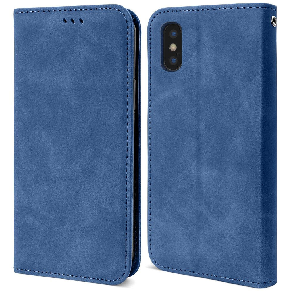 Moozy Marmurinis mėlynas atverčiamasis dėklas iPhone X, iPhone XS - Flip Cover, magnetinis Flip Folio Retro piniginės dėklas su kortelių laikikliu ir stovu цена и информация | Telefono dėklai | pigu.lt