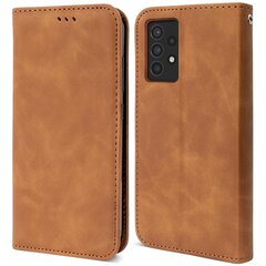 Moozy Marmurinis rudas atverčiamasis dėklas Samsung Galaxy A52s 5G, Samsung Galaxy A52, Samsung Galaxy A52 5G - Flip Cover, magnetinis Flip Folio Retro piniginės dėklas su kortelių laikikliu ir stovu kaina ir informacija | Telefono dėklai | pigu.lt