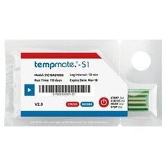 Vienkartinis temperatūros registratorius TEMPMATE S1 V2 USB su gamintojo kalibravimo sertifikatu galiojančiu 2 metus nuo kalibravimo datos цена и информация | Психрометры, термометры, измерители pH, ORP | pigu.lt
