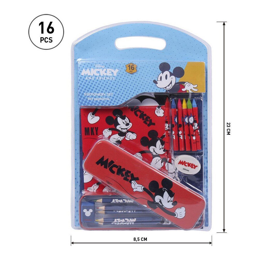 Kanceliarijos rinkinys Mickey Mouse 16 dalių kaina ir informacija | Kanceliarinės prekės | pigu.lt