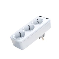 XO wall charger with socket splitter WL08 2,4 A 2x USB white 16A 4000W MAX цена и информация | Удлинители | pigu.lt