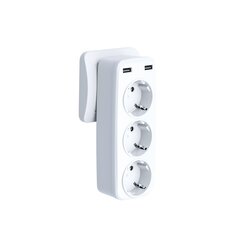 XO wall charger with socket splitter WL08 2,4 A 2x USB white 16A 4000W MAX цена и информация | Удлинители | pigu.lt