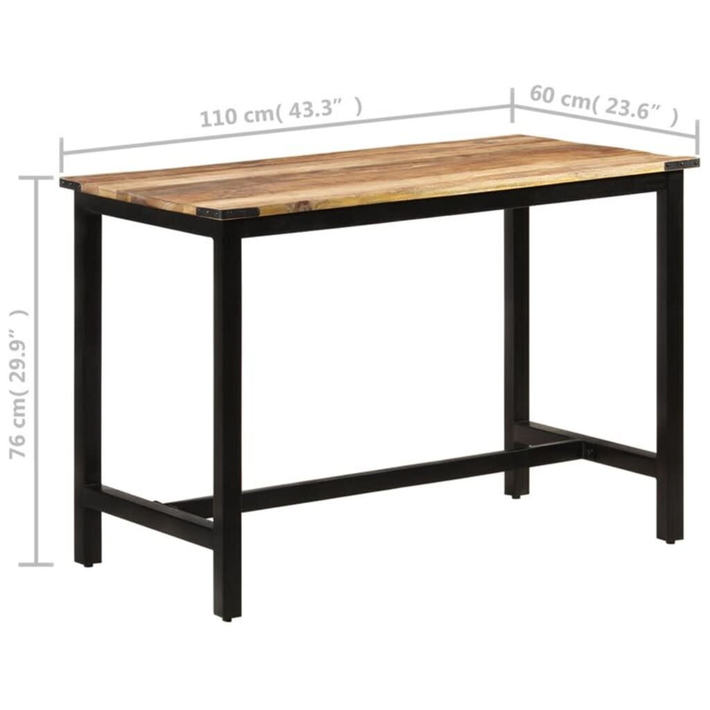 vidaXL Valgomojo stalas, 110x60x76 cm, mango medienos masyvas kaina ir informacija | Virtuvės ir valgomojo stalai, staliukai | pigu.lt