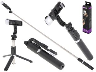 Asmenukių lazda su integruotu pulteliu ir LED apšvietimu kaina ir informacija | Asmenukių lazdos (selfie sticks) | pigu.lt