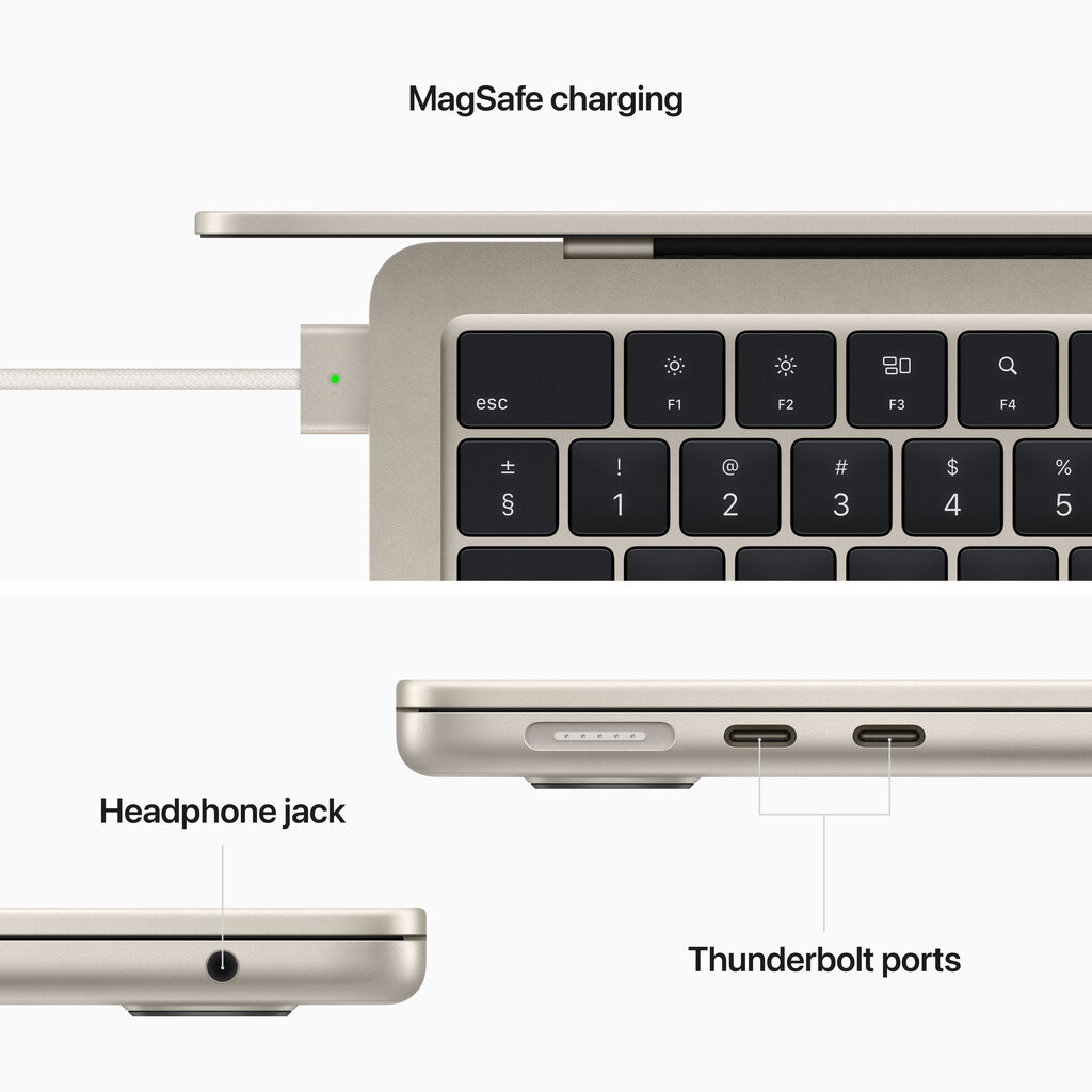 MacBook Air 13” Apple M2 8C CPU, 8C GPU/8GB/256GB SSD/Starlight/INT - MLY13ZE/A kaina ir informacija | Nešiojami kompiuteriai | pigu.lt