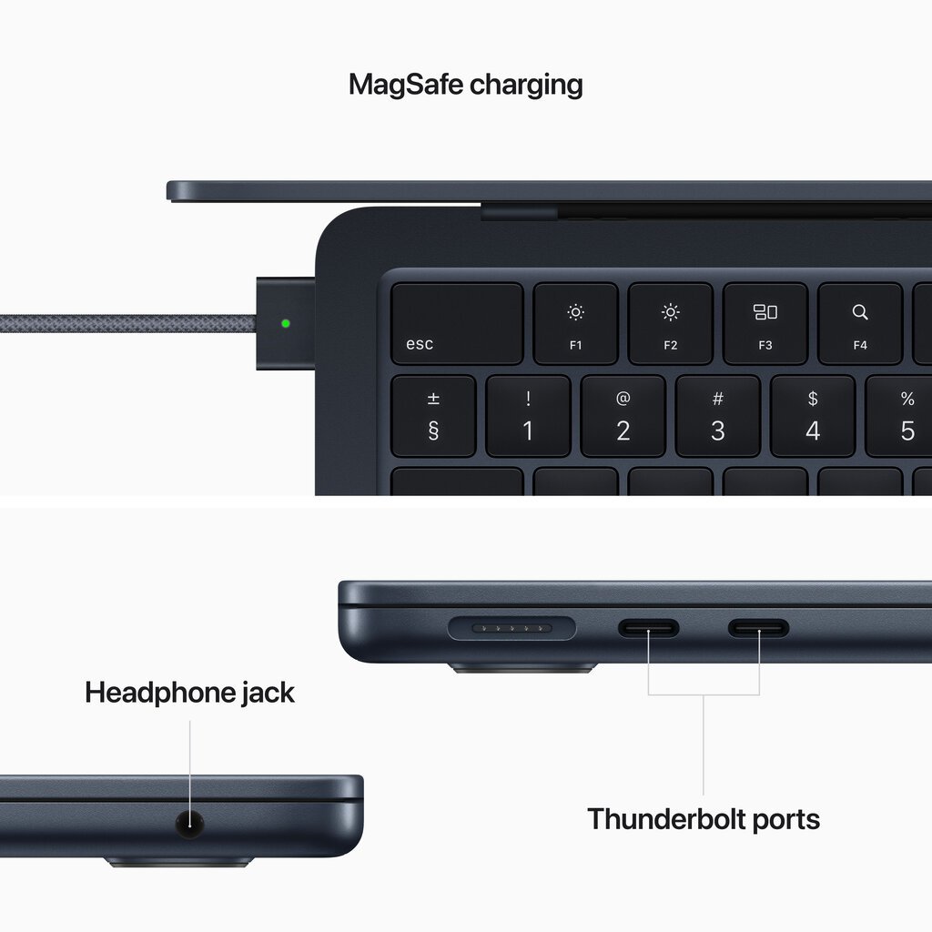 MacBook Air 13” Apple M2 8C CPU, 8C GPU/8GB/256GB SSD/Midnight/INT - MLY33ZE/A kaina ir informacija | Nešiojami kompiuteriai | pigu.lt