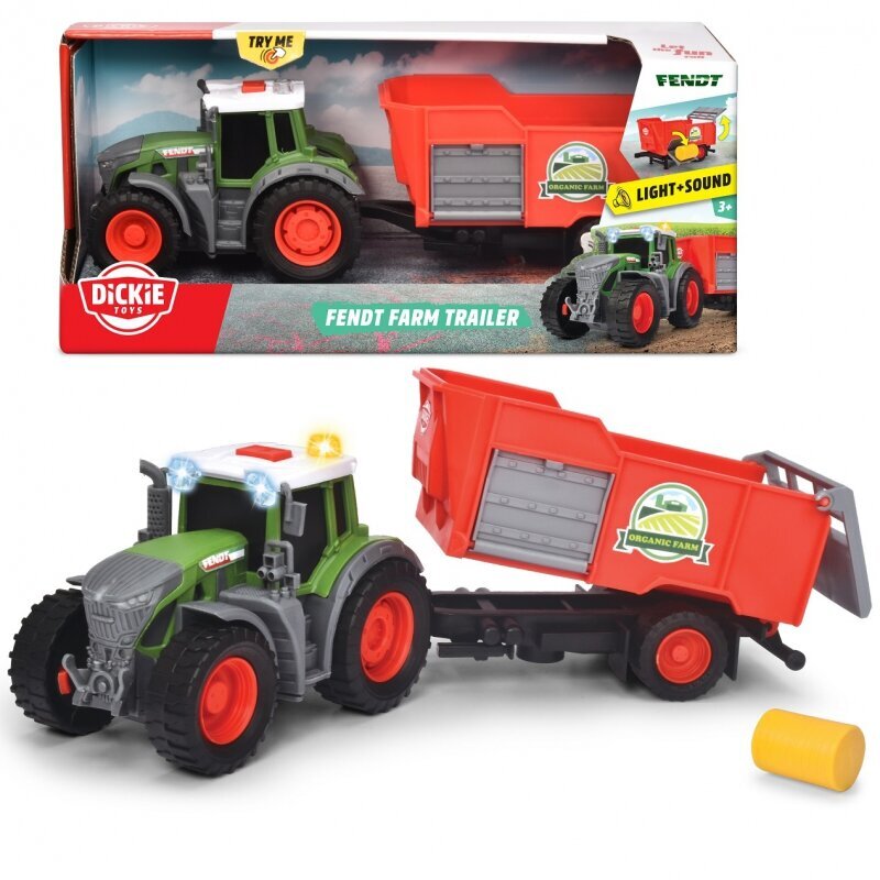 Traktorius su priekaba Dickie Farm 3734001, 28cm kaina ir informacija | Žaislai berniukams | pigu.lt