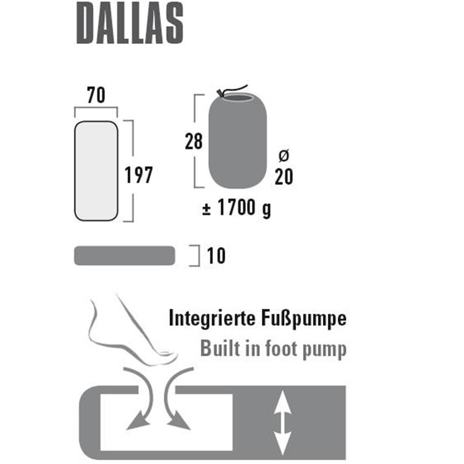 High Peak Dallas čiužinys 197x70x10 žalia 41032 kaina ir informacija | Turistiniai čiužiniai ir kilimėliai | pigu.lt