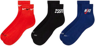 Kojinės vyrams Nike U Nk Everyday Plus Cush Ankle Red Blue DH3827 905, 3 poros kaina ir informacija | Vyriškos kojinės | pigu.lt