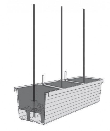 Triguba augalų dėžė BERBERIS TRIO 54 L, automatinis laistymas, 117 cm, balta kaina ir informacija | Loveliai | pigu.lt