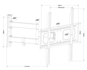 Cabletech UCH0210 37-70” kaina ir informacija | Televizorių laikikliai, tvirtinimai | pigu.lt