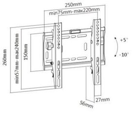 Cabletech UCH0184 23-42” цена и информация | Кронштейны и крепления для телевизоров | pigu.lt