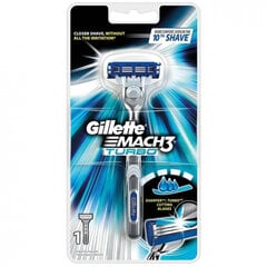 Бритвенный станок Gillette Mach3 Turbo, бритва + 1 сменная головка цена и информация | Косметика и средства для бритья | pigu.lt