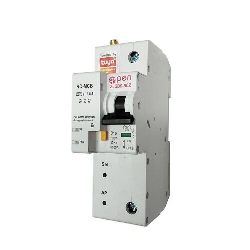 TUYA Išmanusis 1 kontakto automatinis saugiklis - kirtiklis, Wi-Fi, RS485, 16A kaina ir informacija | Elektros jungikliai, rozetės | pigu.lt