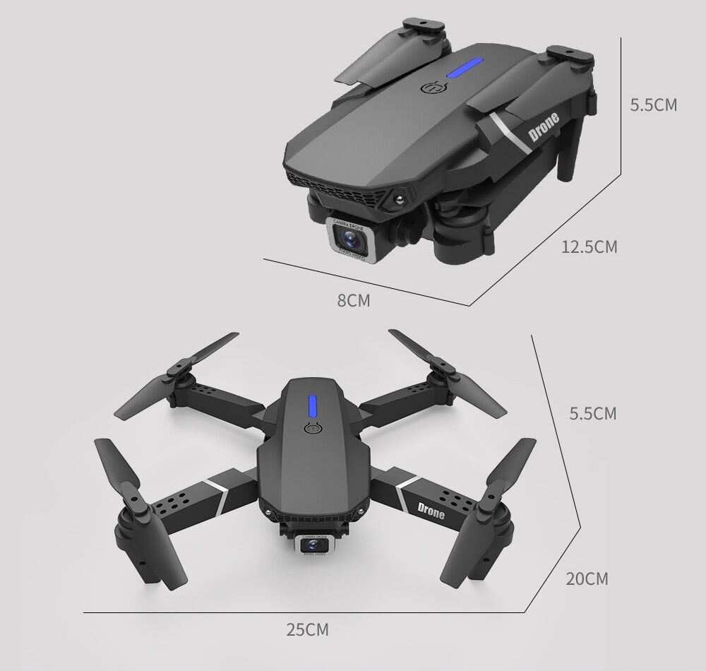 Dronas PRO Su dviem kameromis ir trimis baterijomis WIFI 250m 1800 mAh