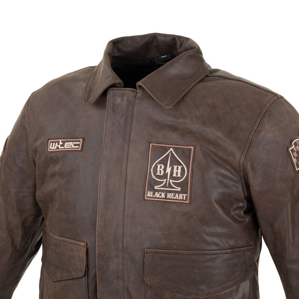 Vyriškas odinis švarkas W-TEC Black Heart Bomber - Vintage Brown 6XL kaina ir informacija | Moto striukės | pigu.lt