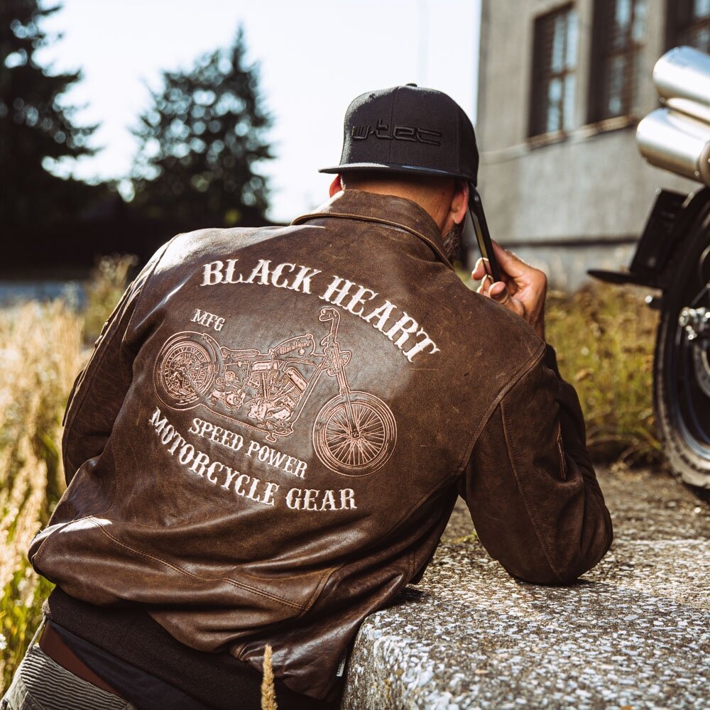 Vyriškas odinis švarkas W-TEC Black Heart Bomber - Vintage Brown 6XL kaina ir informacija | Moto striukės | pigu.lt