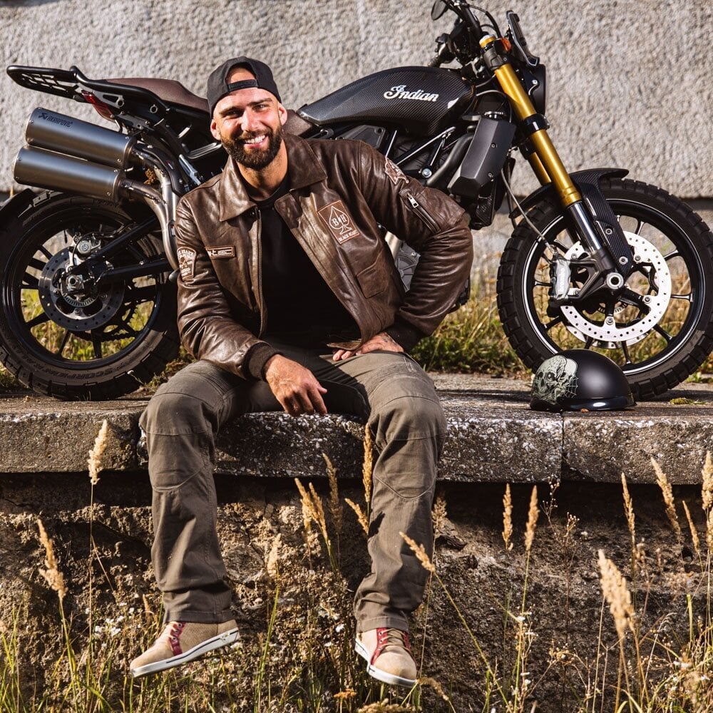 Vyriškas odinis švarkas W-TEC Black Heart Bomber - Vintage Brown 6XL kaina ir informacija | Moto striukės | pigu.lt