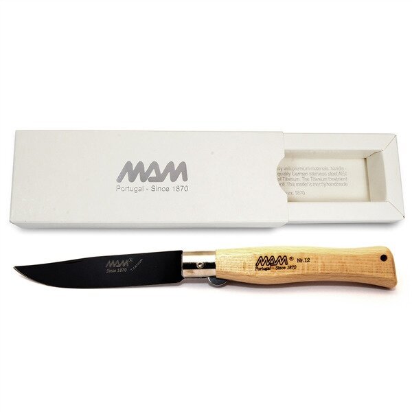 Sulankstomas titano peilis su apsauginiu užraktu MAM Douro 5004, buksmedžio mediena, 7.5cm kaina ir informacija | Turistiniai peiliai, daugiafunkciniai įrankiai | pigu.lt