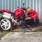 Motociklininko batai W-TEC SmokinJoe - Beige with Red Stripe 43 kaina ir informacija | Moto batai | pigu.lt